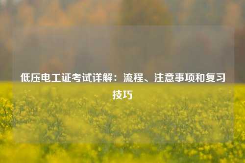 低壓電工證考試詳解：流程、注意事項和復(fù)習(xí)技巧-圖1